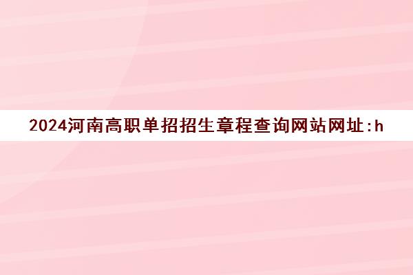 2024河南高职单招招生章程查询网站网址:http://www.haeea.cn