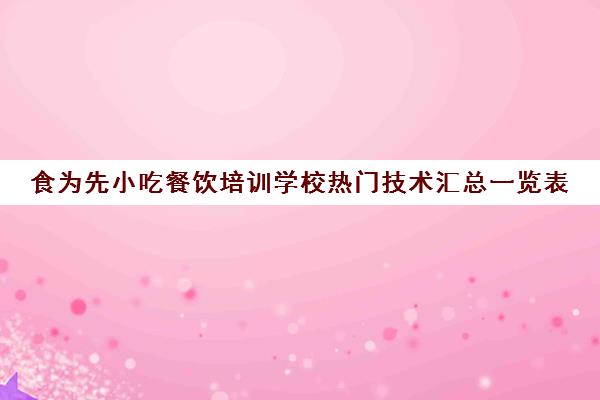 食为先小吃餐饮培训学校热门技术汇总一览表