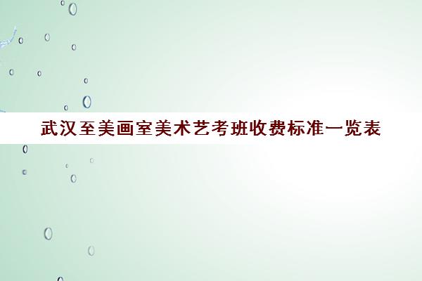 武汉至美画室美术艺考班收费标准一览表