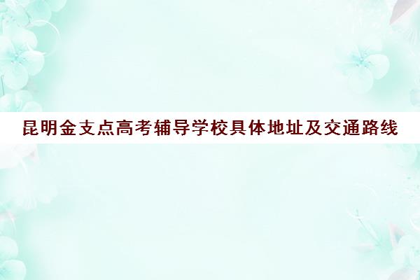 昆明金支点高考辅导学校具体地址及交通路线