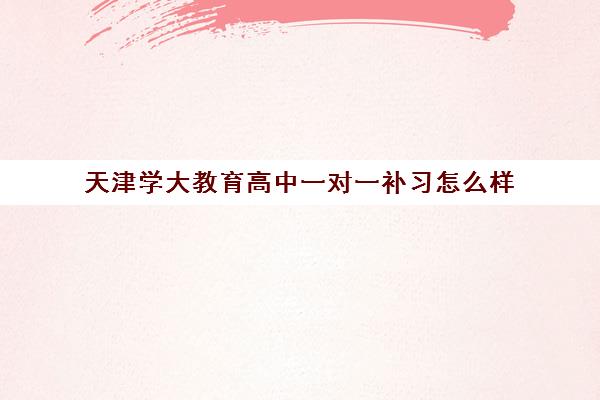 天津学大教育高中一对一补习怎么样 有没有效果