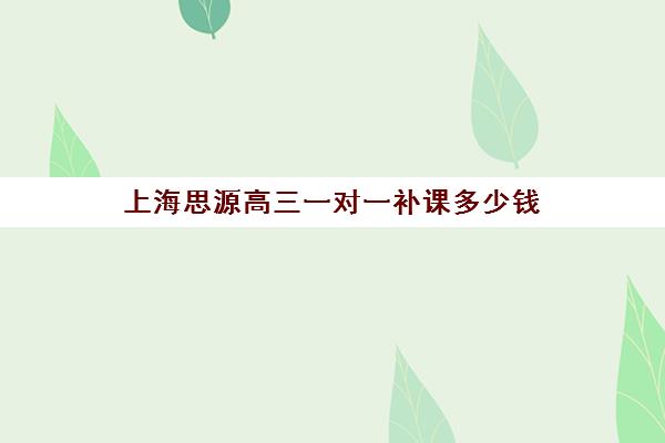 上海思源高三一对一补课多少钱 收费价目表出炉