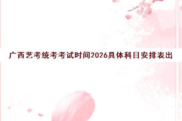 广西艺考统考考试时间2026具体科目安排表出炉 几点到几点都清楚了