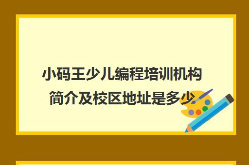 小码王少儿编程培训机构简介及校区地址是多少