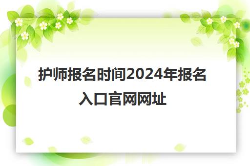 护师报名时间2024年报名入口官网网址