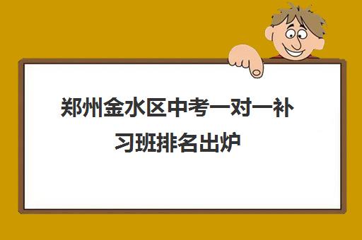 郑州金水区中考一对一补习班排名出炉